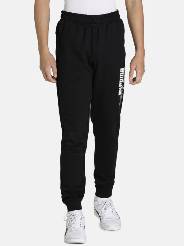 Men Black Brand Logo Sports Zippered Slim Fit Joggers