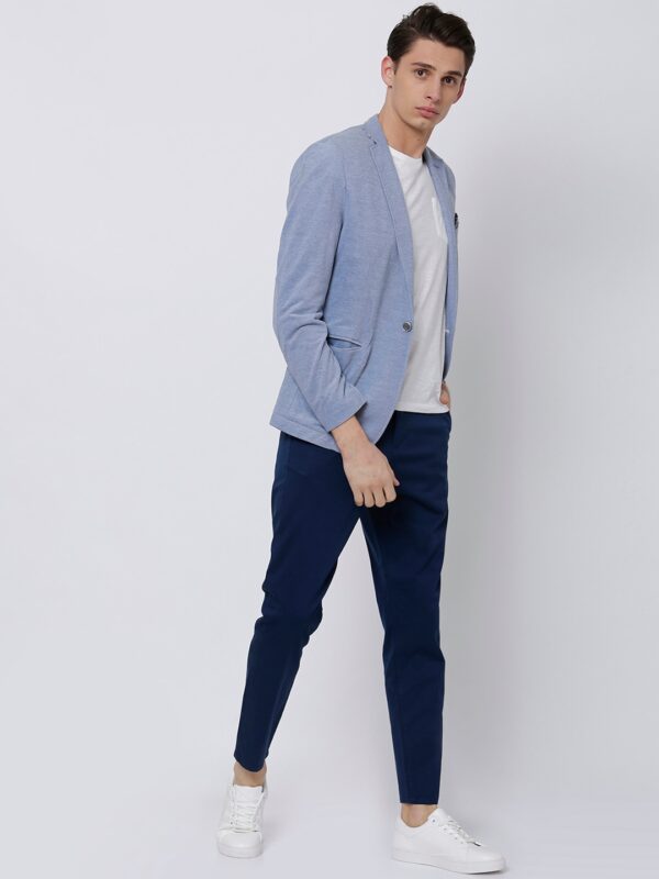Men Blue Tapered Fit Chinos - Image 5