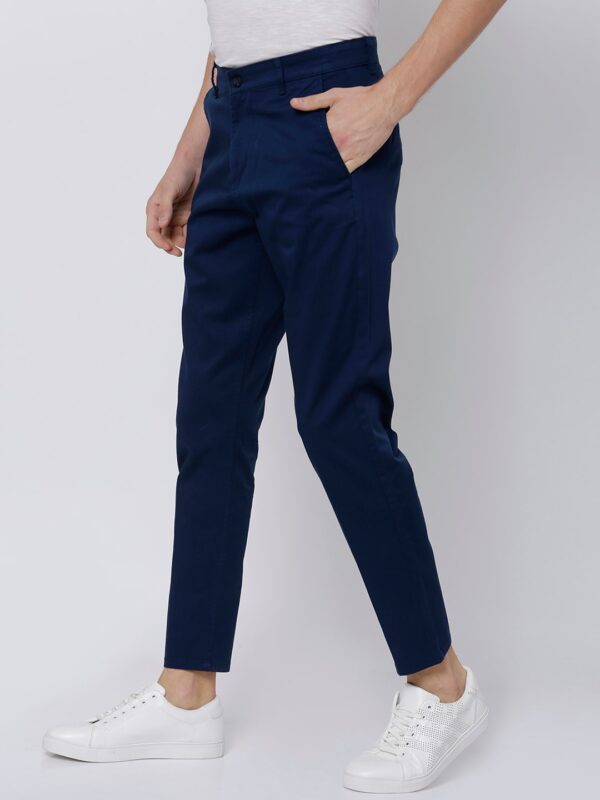 Men Blue Tapered Fit Chinos - Image 2