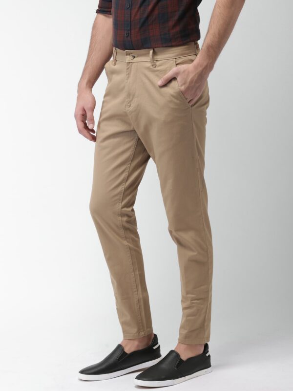Men Khaki Tapered Fit Chinos - Image 2