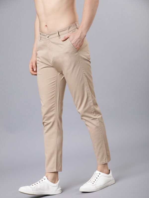 Men Beige Tapered Fit Chinos - Image 2