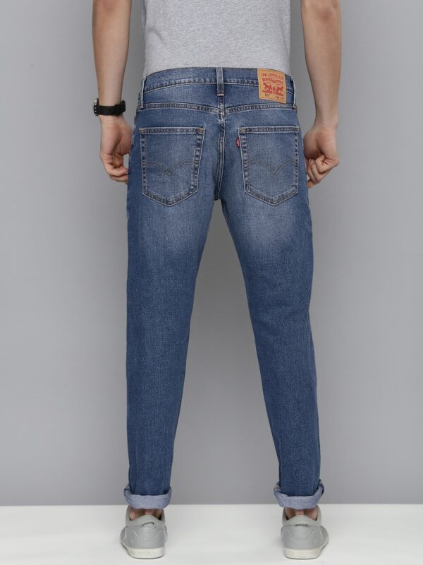 Men Blue Tapered Fit Light Fade Stretchable Casual Jeans - Image 3