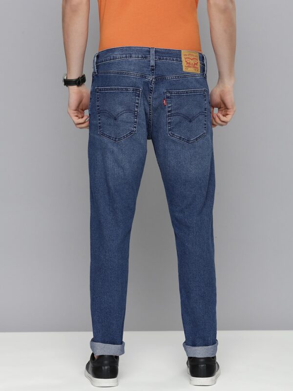 Men Blue Tapered Fit Light Fade Stretchable Casual Jeans - Image 3