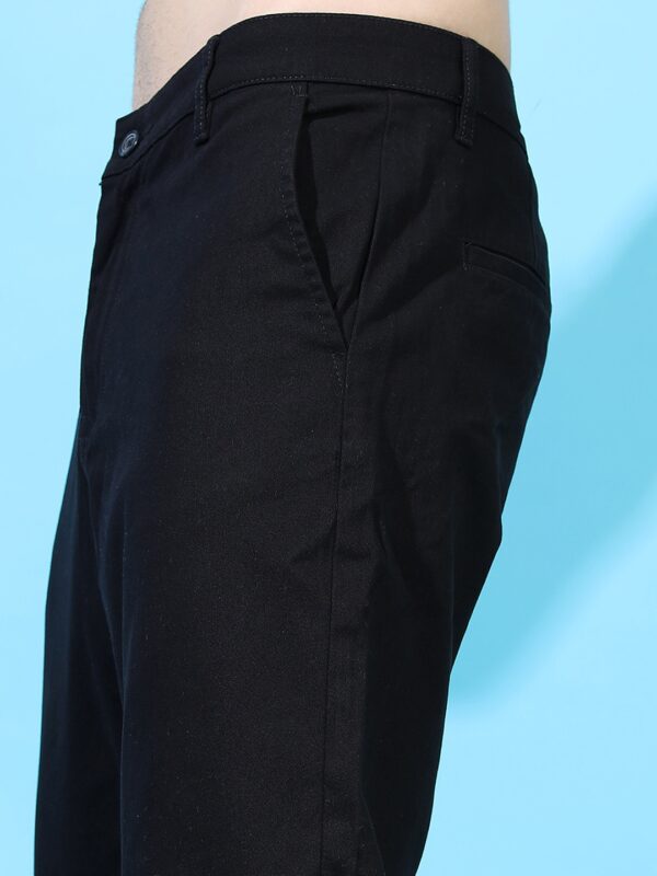 Men Black Tapered Fit Chinos - Image 4