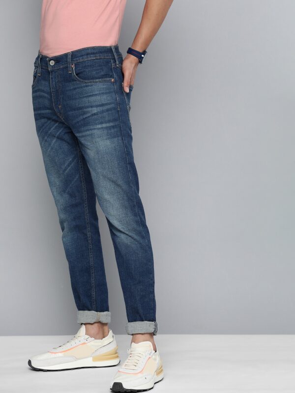 Men Blue Tapered Fit Heavy Fade Stretchable Casual Jeans