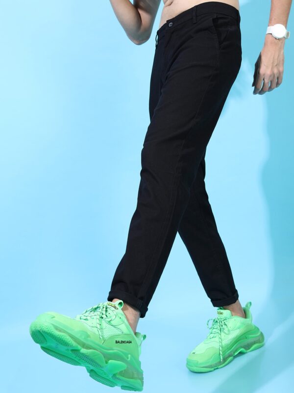 Men Black Tapered Fit Chinos - Image 5