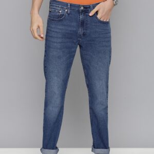 Men Blue Tapered Fit Light Fade Stretchable Casual Jeans