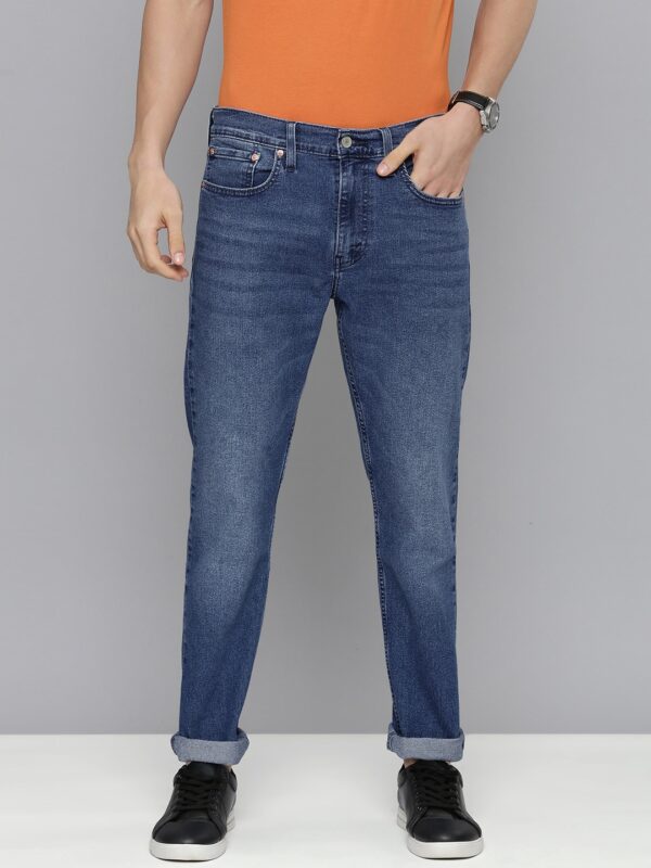 Men Blue Tapered Fit Light Fade Stretchable Casual Jeans