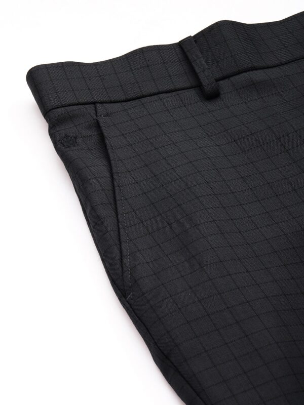 Men Checked Slim Fit Formal Trousers - Image 6