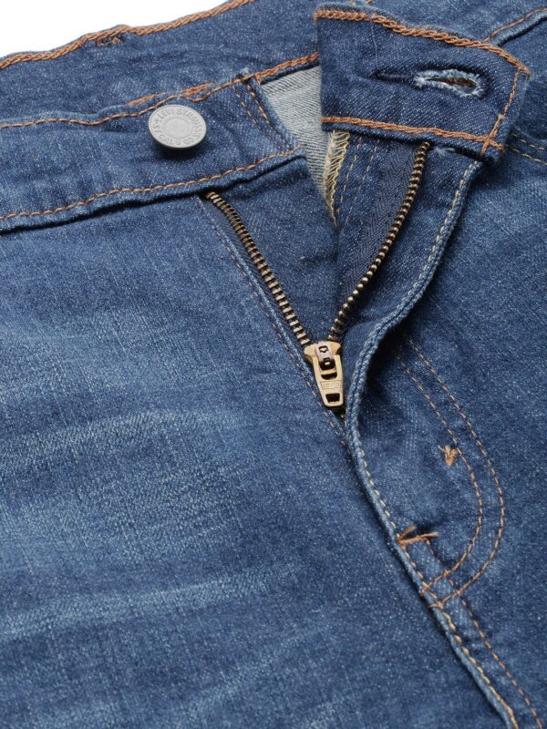 Men Blue Tapered Fit Heavy Fade Stretchable Casual Jeans - Image 5