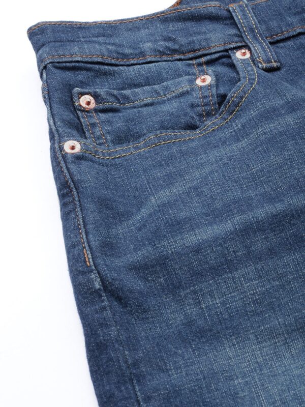 Men Blue Tapered Fit Heavy Fade Stretchable Casual Jeans - Image 6