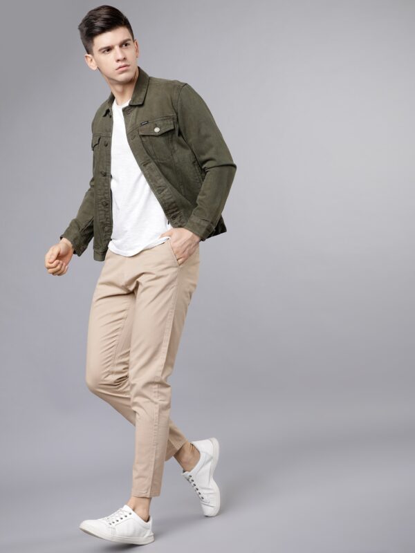 Men Beige Tapered Fit Chinos - Image 4