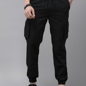 Men Black Regular Fit Pure Cotton Joggers