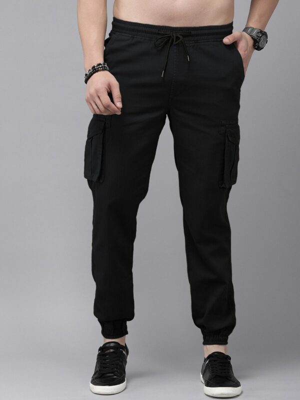 Men Black Regular Fit Pure Cotton Joggers