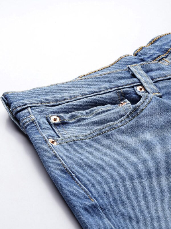 Men Slim Fit Heavy Fade Acid Wash Mid-Rise Stretchable Jeans - Image 6