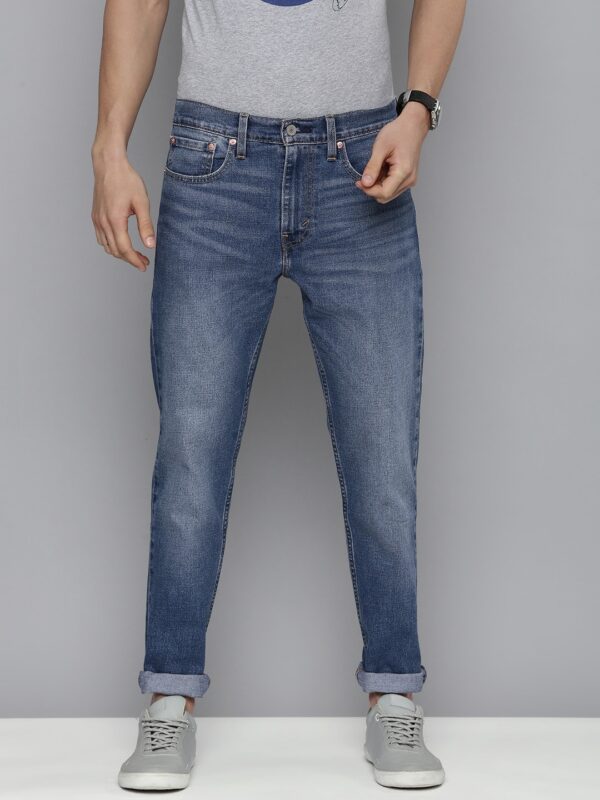Men Blue Tapered Fit Light Fade Stretchable Casual Jeans