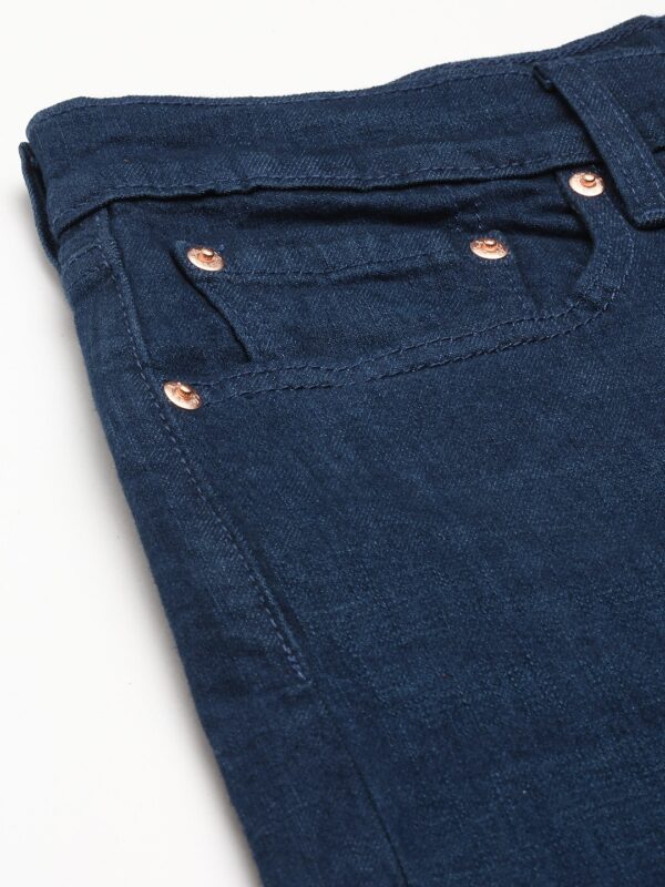 512 Men Navy Blue Slim Tapered Fit Mid-Rise Clean Look Light Fade Stretchable Jeans - Image 6