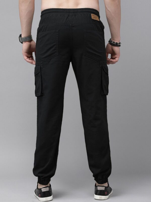 Men Black Regular Fit Pure Cotton Joggers - Image 3