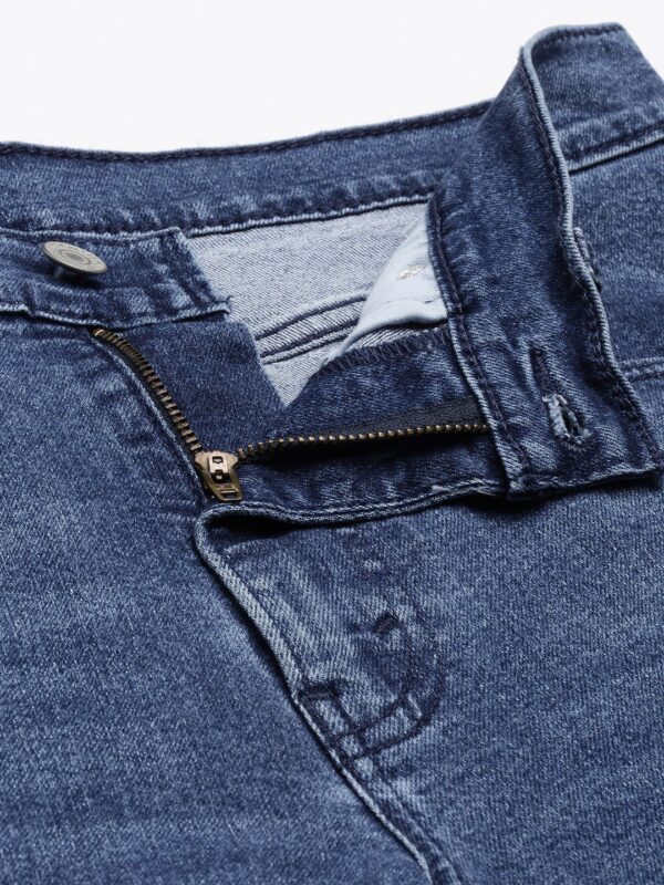 Men Blue Tapered Fit Light Fade Stretchable Casual Jeans - Image 5