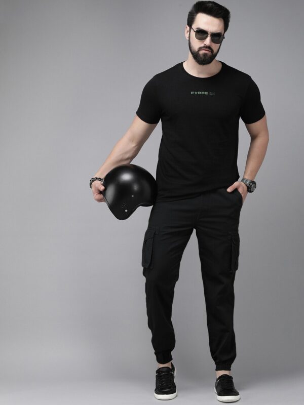 Men Black Regular Fit Pure Cotton Joggers - Image 4
