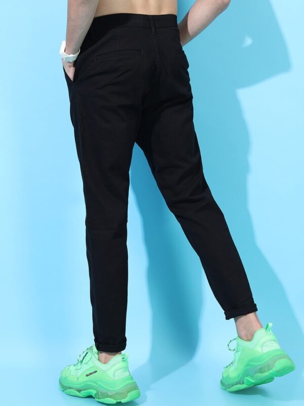 Men Black Tapered Fit Chinos - Image 3