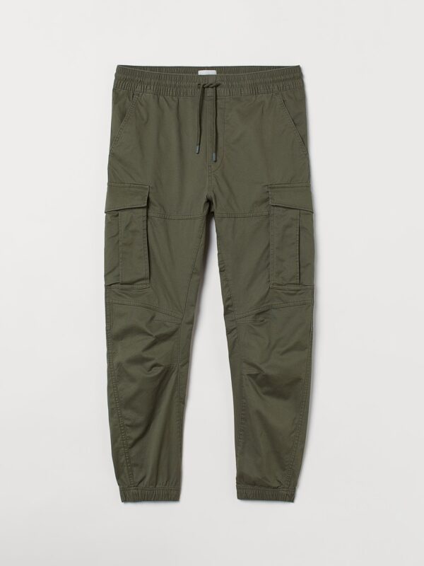 Men Green Solid Cargo Joggers - Image 4