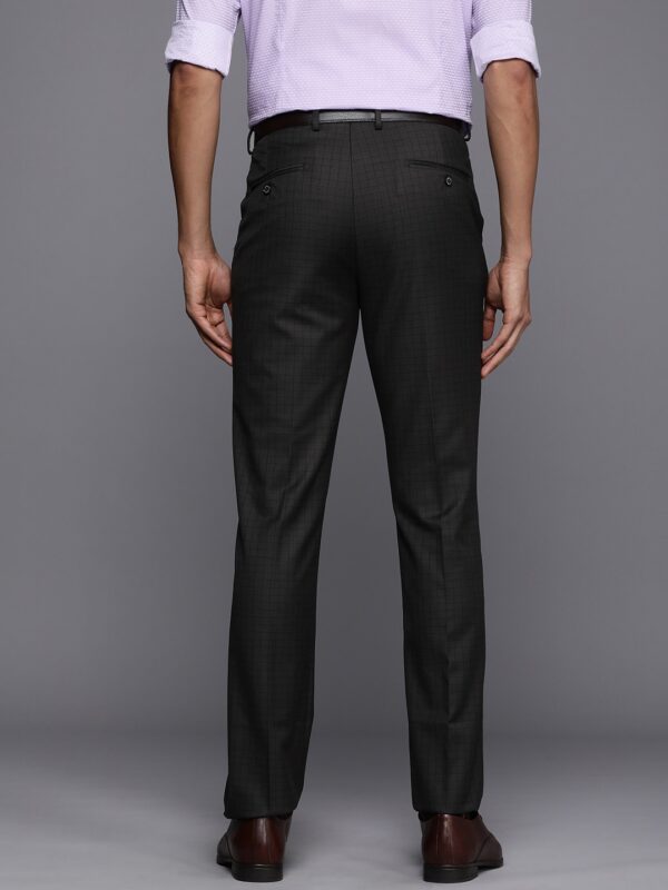 Men Checked Slim Fit Formal Trousers - Image 3