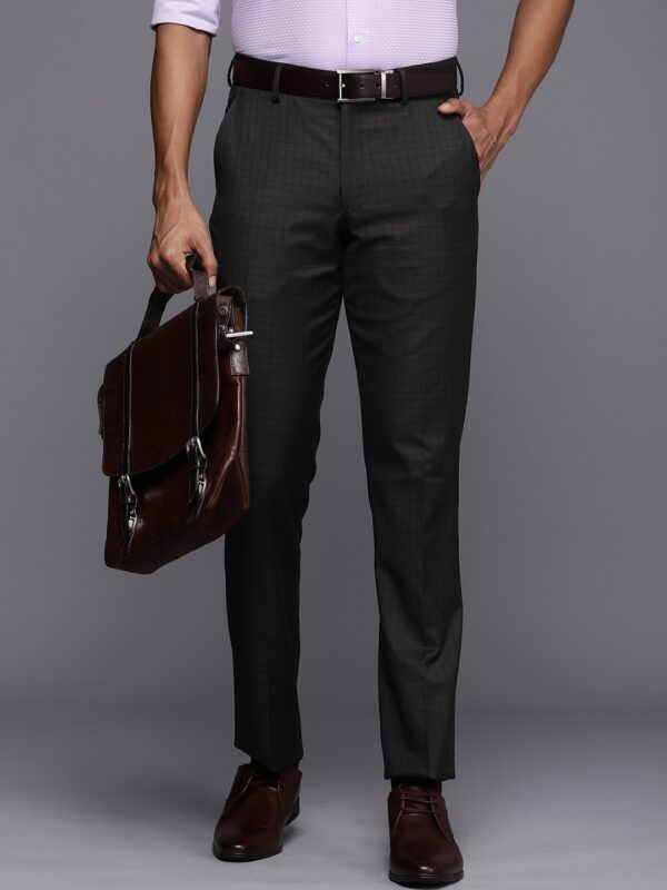 Men Checked Slim Fit Formal Trousers