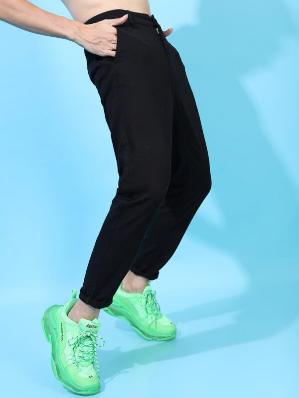 Men Black Tapered Fit Chinos - Image 6